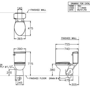 Alternative view of C13930 ขาว โถส้วม อเล็กซ์ CIT