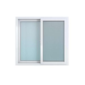 หน้าต่าง UPVC บานเลื่อนคู่ มีมุ้ง 120x110x6 ซม. สีขาว