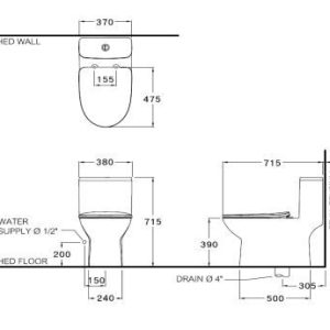 Alternative view of C105507 ขาว โถส้วม มู้ด 3/4.5L Hyg