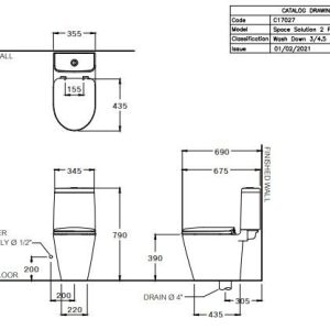 Alternative view of C17027-ขาว-โถส้วม-Space SLN-4S 3/4.5L Hy